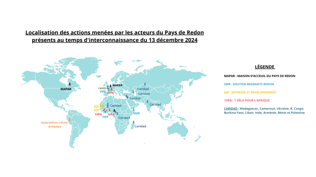 Carte de localisation des acteurs des solidarités locales et internationales du pays de Redon